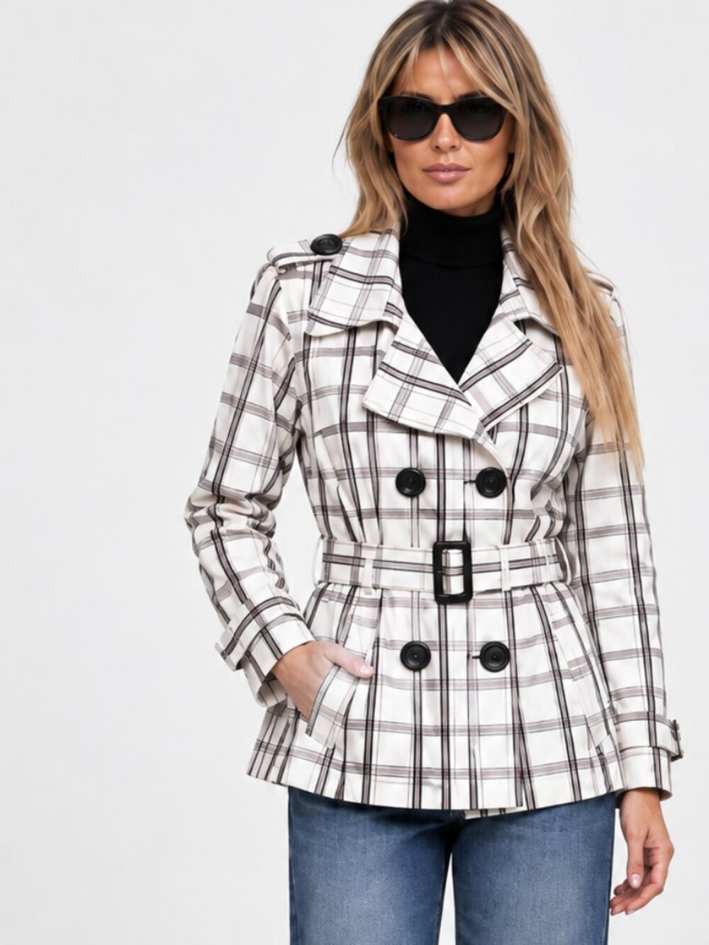EUC Ellabee Design plaid rain / trench coat